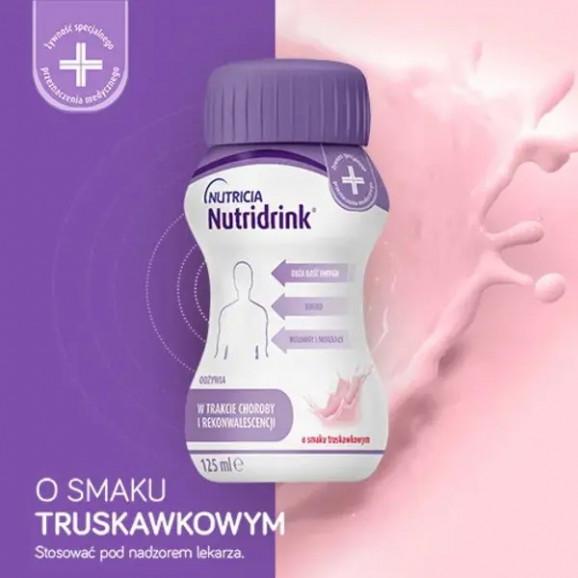 Nutridrink o smaku truskawkowym – żywność specjalnego przeznaczenia medycznego (4 x 125 ml) Nutridrink o smaku truskawkowym – żywność specjalnego przeznaczenia medycznego (4 x 125 ml) - zdjęcie produktu