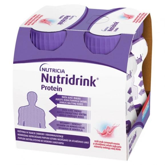 NUTRICIA Nutridrink Protein czerwone owoce – żywność specjalnego przeznaczenia medycznego (4 x 125 ml) NUTRICIA Nutridrink Protein czerwone owoce – żywność specjalnego przeznaczenia medycznego (4 x 125 ml) - zdjęcie produktu