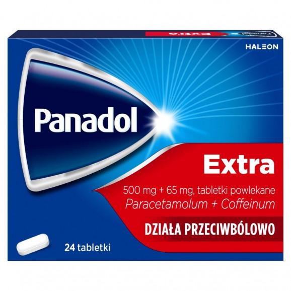 Panadol Extra 500 mg + 65 mg, tabletki powlekane (24 szt.) Panadol Extra 500 mg + 65 mg, tabletki powlekane (24 szt.) - zdjęcie produktu