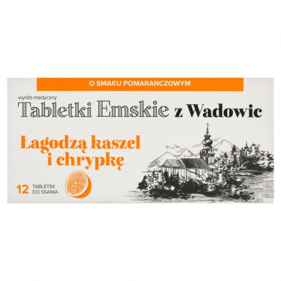 Tabletki Emskie z Wadowic, pastylki do ssania o smaku pomarańczowym (12 szt.) Tabletki Emskie z Wadowic, pastylki do ssania o smaku pomarańczowym (12 szt.) - zdjęcie produktu