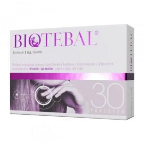 Biotebal 5 mg – tabletki na włosy, skórę i paznokcie (30 tabletek) - zdjęcie produktu