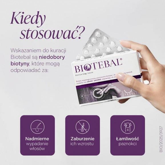 Biotebal 5 mg – tabletki na włosy, skórę i paznokcie (30 tabletek) - zdjęcie produktu