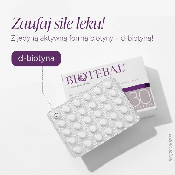 Biotebal 5 mg – tabletki na włosy, skórę i paznokcie (30 tabletek) - zdjęcie produktu