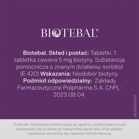 Biotebal 5 mg – tabletki na włosy, skórę i paznokcie (30 tabletek) - zdjęcie produktu