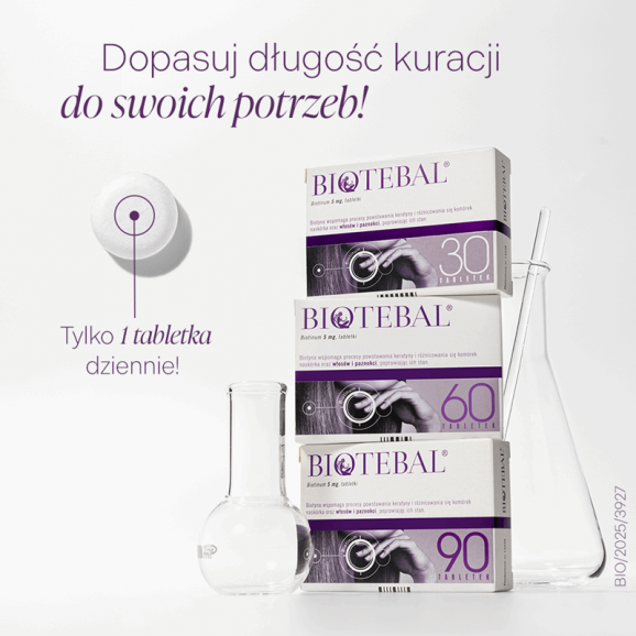 Biotebal 5 mg – tabletki na włosy, skórę i paznokcie (30 tabletek) - zdjęcie produktu